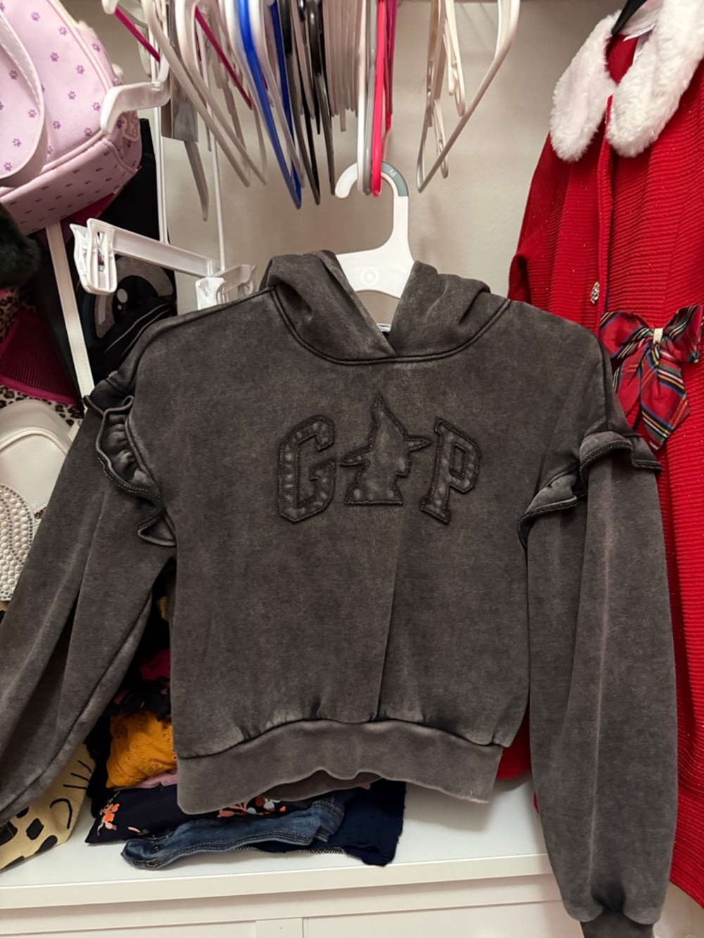 GAP Washed Charcoal Hoodie with Branded Neck Tag